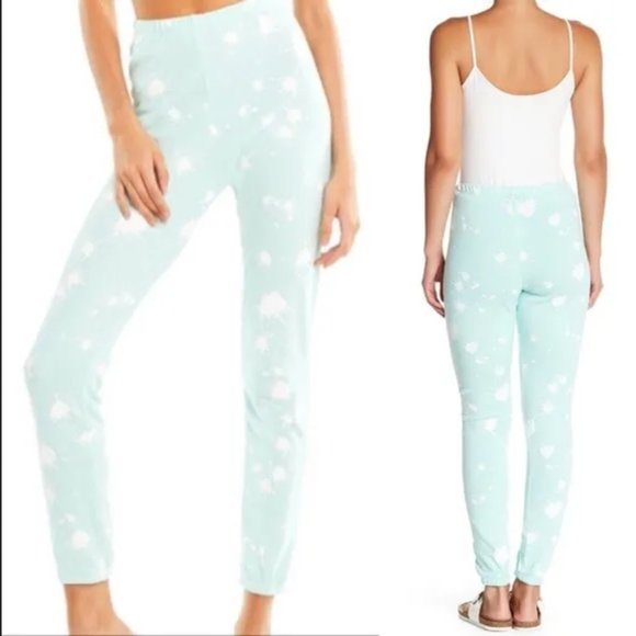 Wildfox Pants - Wildfox Womens Paint Splatter Knox Pants Cotton Terry Aqua Diver Size La…